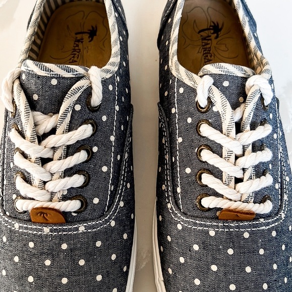 Margaritaville Blue and White Denim Polka Dot Lace Up Sneakers Sz 11 - Picture 6 of 13